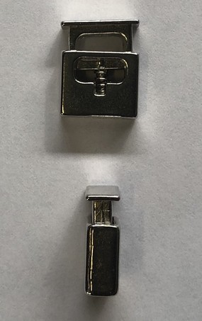 Cord Stopper Metal square 1-hole 13mm (10 pcs), Silver